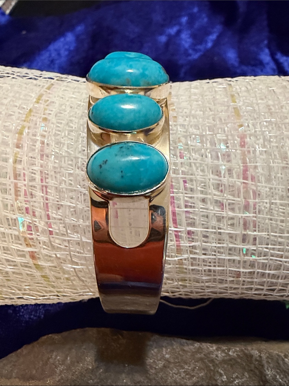 Jay King Desert Rose turquoise Cuff Bracelet. 6” inside, 2” Gap, 24grams (249) - Picture 2 of 4